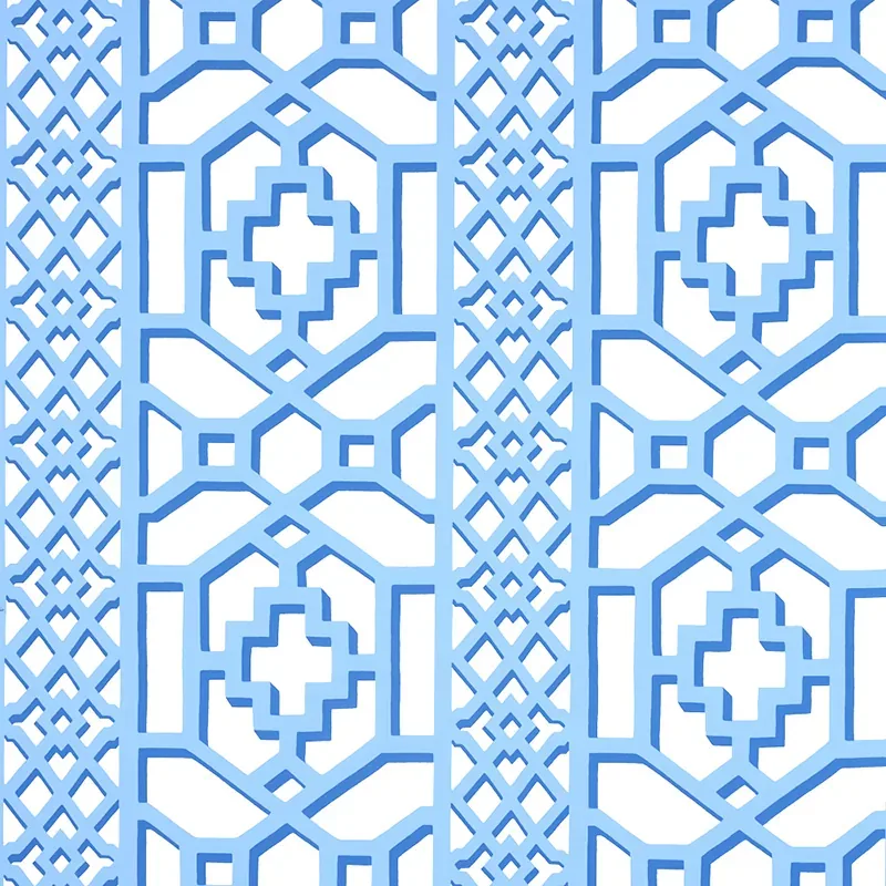 ZANZIBAR TRELLIS BLUE Schumacher Wallpaper wallpaper - SKU 5006947