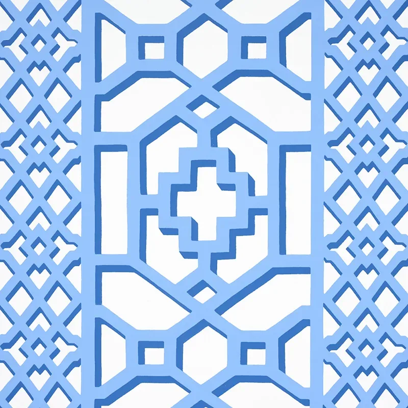 ZANZIBAR TRELLIS - BLUE Schumacher Wallpaper | Wallpaper Twi ZANZIBAR TRELLIS BLUE Schumacher Wallpaper wallpaper - SKU 5006947