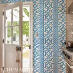 ZANZIBAR TRELLIS - BLUE Schumacher Wallpaper | Wallpaper Twi ZANZIBAR TRELLIS BLUE Schumacher Wallpaper wallpaper - SKU 5006947
