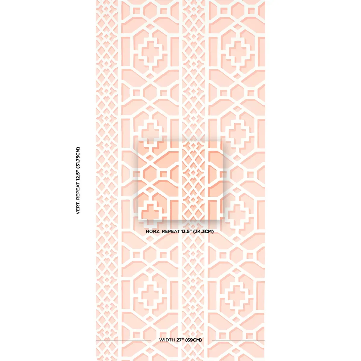 ZANZIBAR TRELLIS CORAL Schumacher Wallpaper wallpaper - SKU 5006946