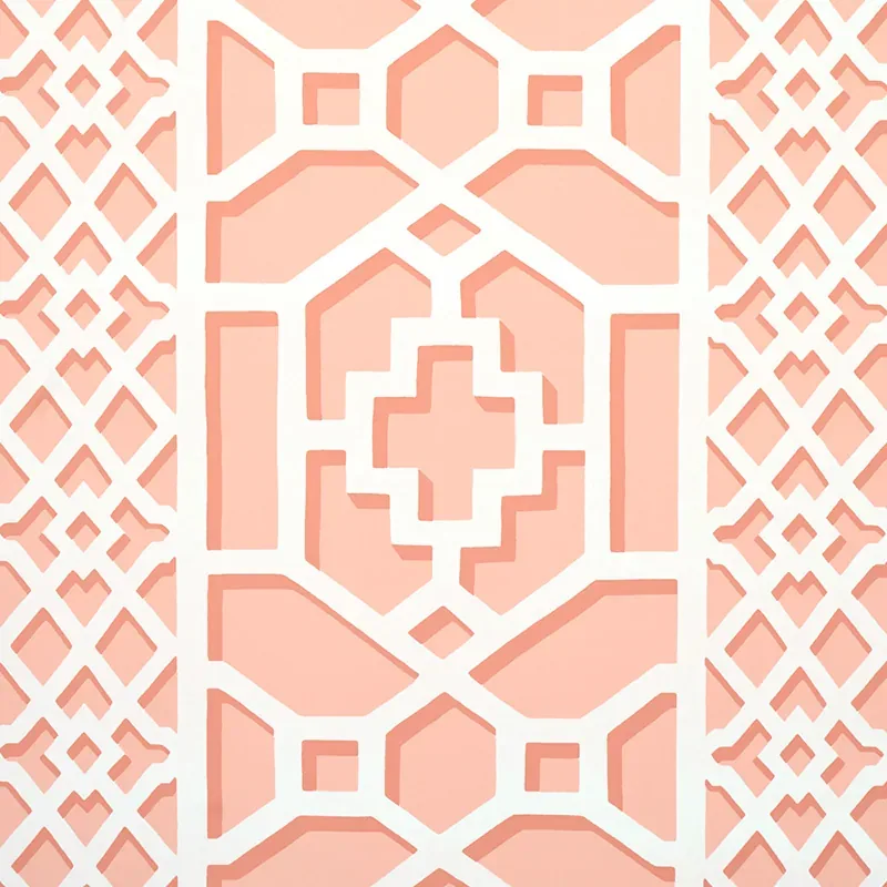 ZANZIBAR TRELLIS CORAL Schumacher Wallpaper wallpaper - SKU 5006946