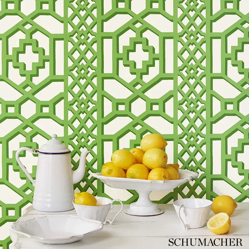 ZANZIBAR TRELLIS JADE Schumacher Wallpaper wallpaper - SKU 5006941