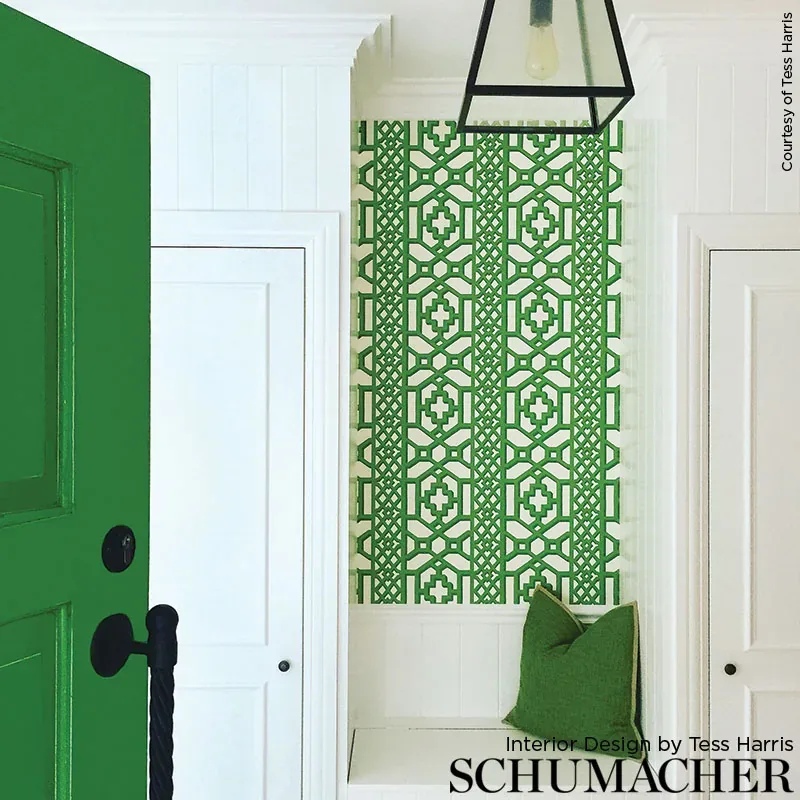 ZANZIBAR TRELLIS - JADE Schumacher Wallpaper | Wallpaper Twi ZANZIBAR TRELLIS JADE Schumacher Wallpaper wallpaper - SKU 5006941