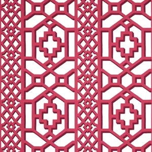 Schumacher ZANZIBAR TRELLIS wallpaper, color LAQUER RED, SKU 5006948