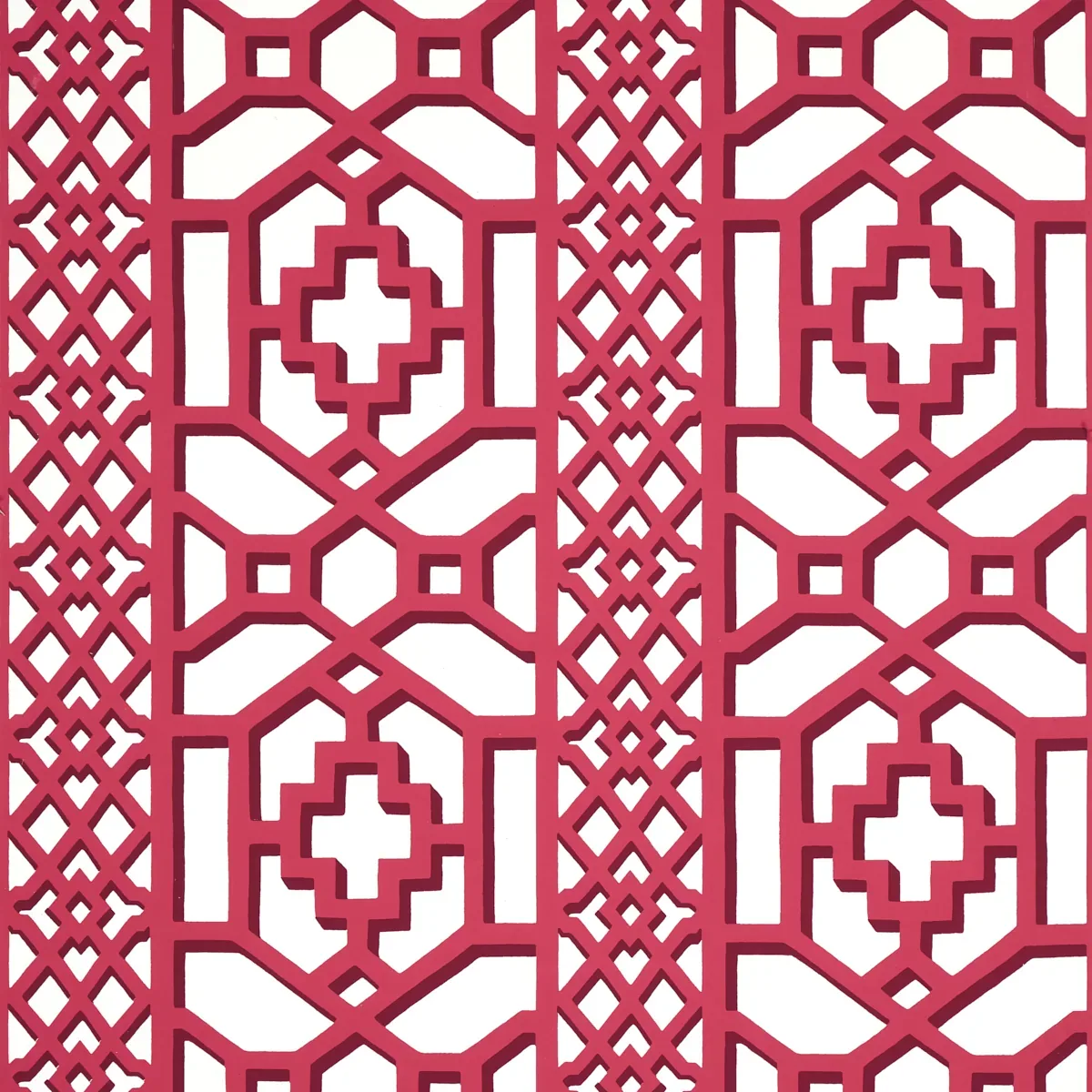 ZANZIBAR TRELLIS LAQUER RED Schumacher Wallpaper wallpaper - SKU 5006948