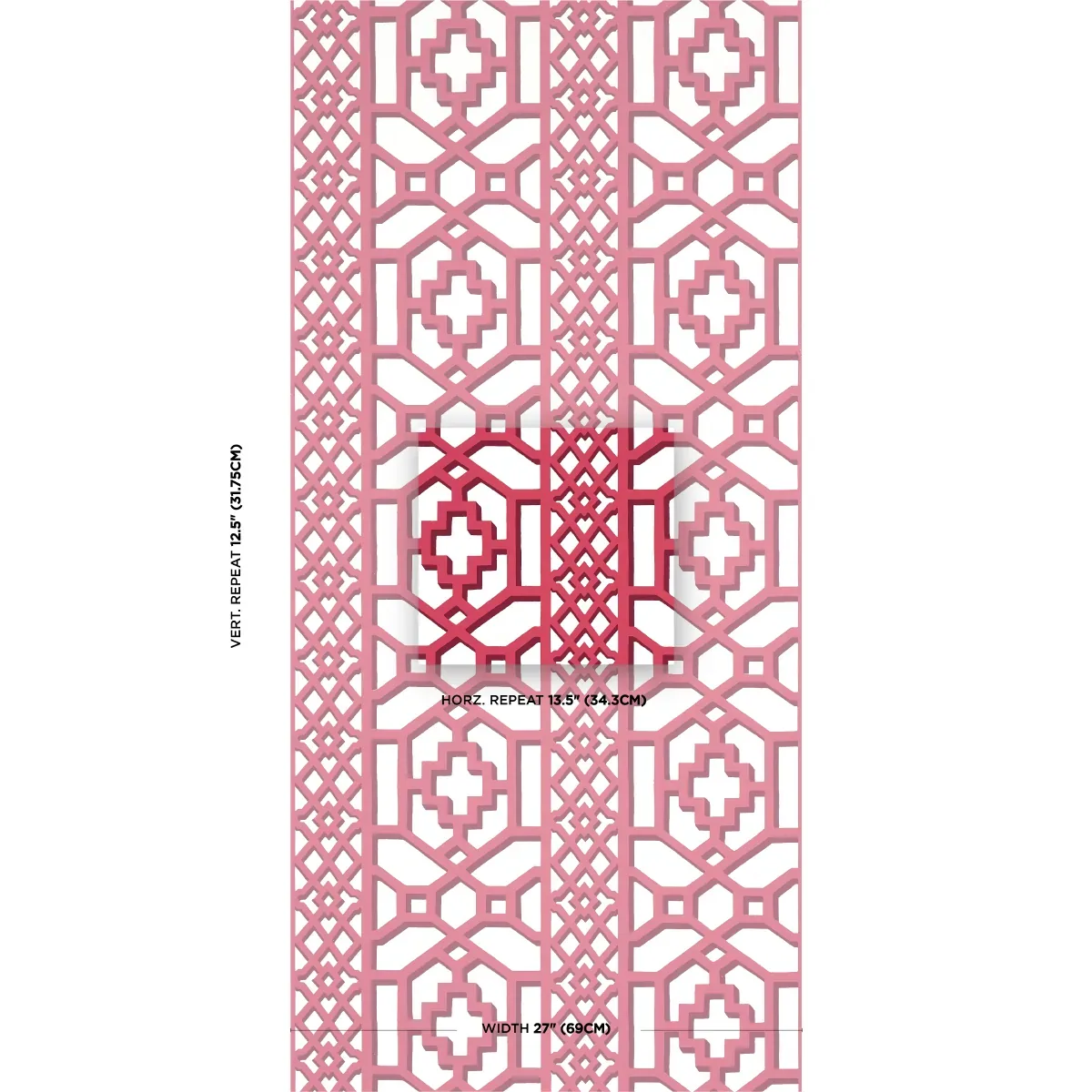 ZANZIBAR TRELLIS LAQUER RED Schumacher Wallpaper wallpaper - SKU 5006948