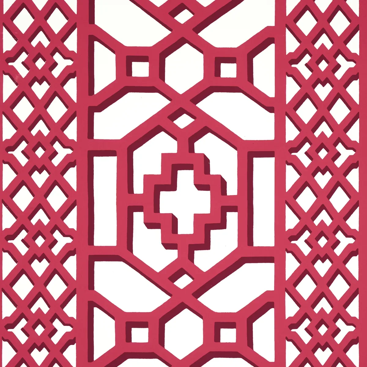 ZANZIBAR TRELLIS - LAQUER RED Schumacher Wallpaper | Wallpap ZANZIBAR TRELLIS LAQUER RED Schumacher Wallpaper wallpaper - SKU 5006948