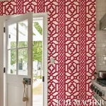 ZANZIBAR TRELLIS - LAQUER RED Schumacher Wallpaper | Wallpap ZANZIBAR TRELLIS LAQUER RED Schumacher Wallpaper wallpaper - SKU 5006948