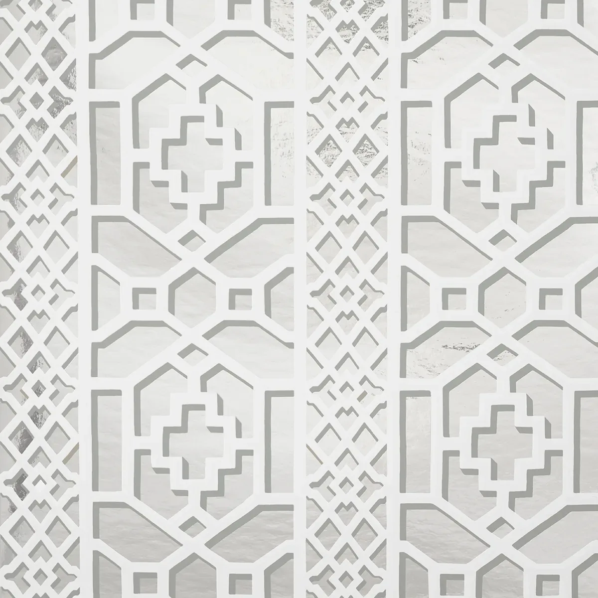 ZANZIBAR TRELLIS MYLAR SILVER MYLAR Schumacher Wallpaper wallpaper - SKU 5013641