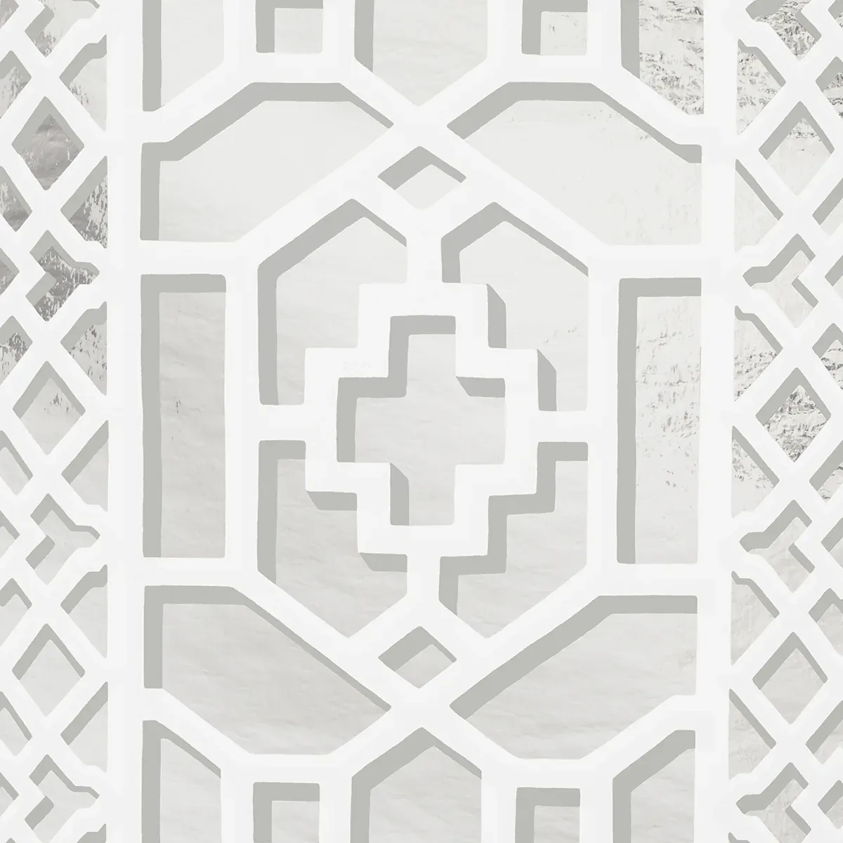 ZANZIBAR TRELLIS MYLAR SILVER MYLAR Schumacher Wallpaper wallpaper - SKU 5013641