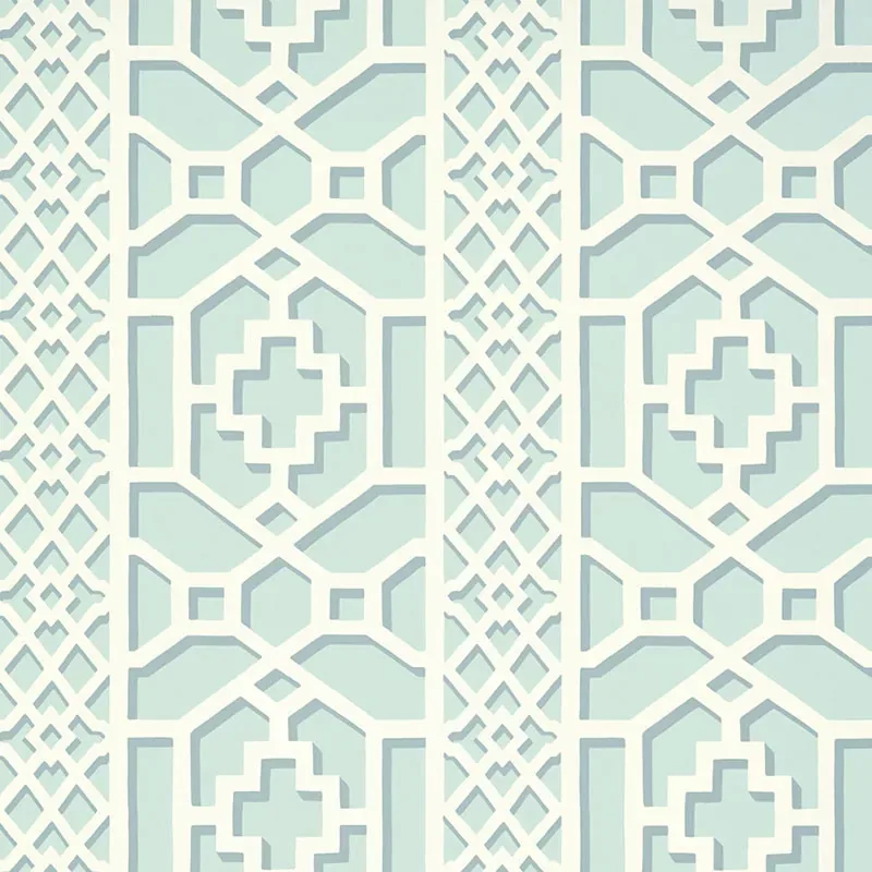 ZANZIBAR TRELLIS WINTER MINT Schumacher Wallpaper wallpaper - SKU 5006942