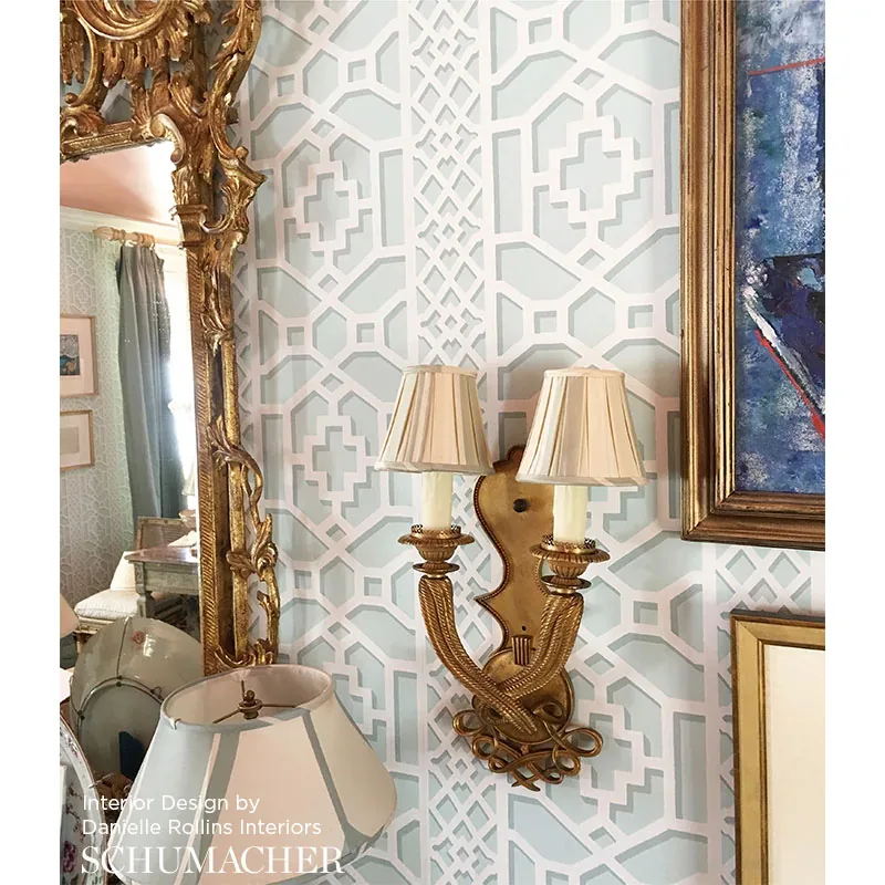 ZANZIBAR TRELLIS WINTER MINT Schumacher Wallpaper wallpaper - SKU 5006942
