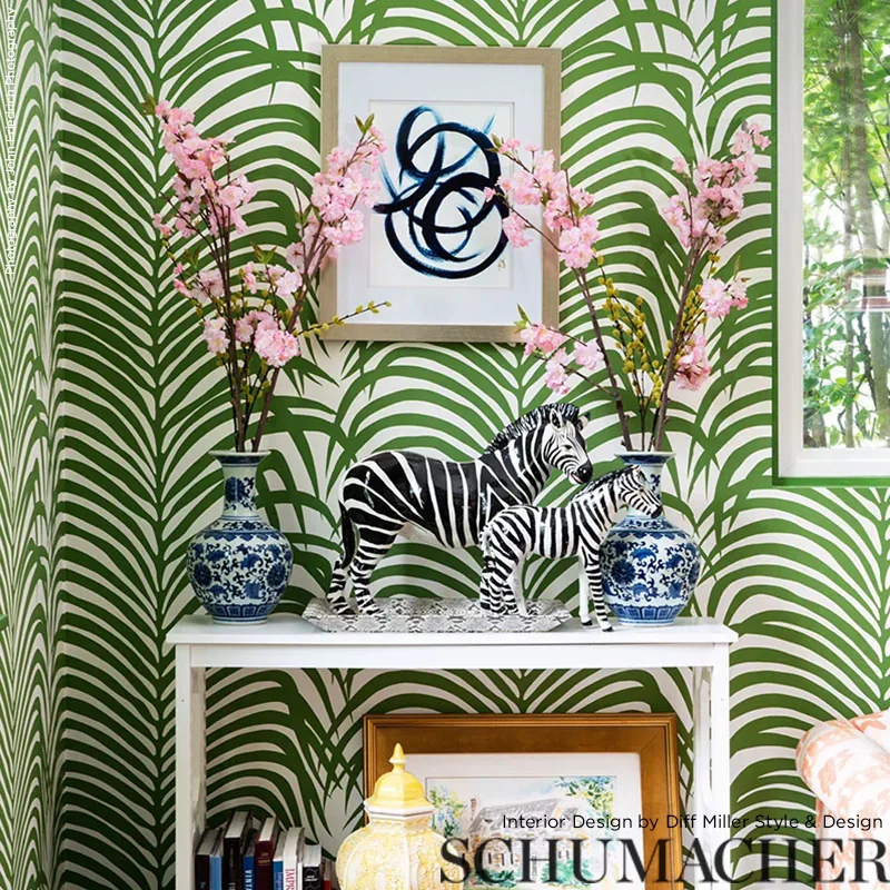 ZEBRA PALM - JUNGLE Schumacher Wallpaper | Wallpaper Twins ZEBRA PALM JUNGLE Schumacher Wallpaper wallpaper - SKU 5006931
