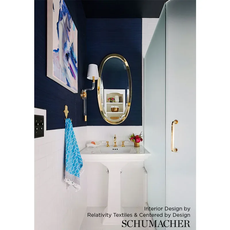 ZEN BAMBOO ULTRAMARINE Schumacher Wallpaper wallpaper - SKU 5006404