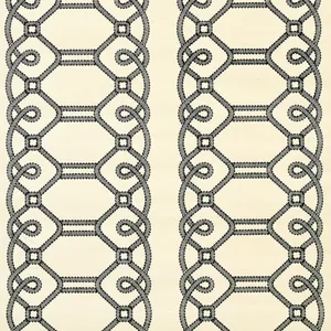 Schumacher ZIZ EMBROIDERED SISAL wallpaper, color BLACK, SKU 5011470