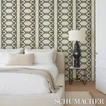 ZIZ EMBROIDERED SISAL BLACK Schumacher Wallpaper wallpaper - SKU 5011470
