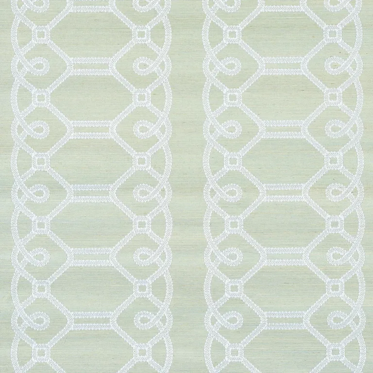 Schumacher ZIZ EMBROIDERED SISAL wallpaper, color MINERAL, SKU 5011472