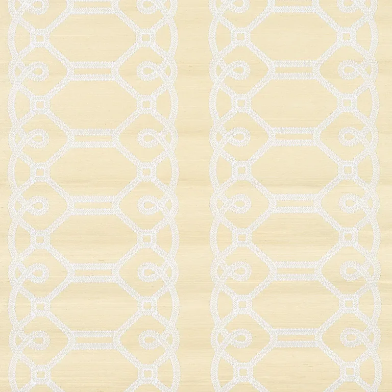 Schumacher ZIZ EMBROIDERED SISAL wallpaper, color NEUTRAL, SKU 5011471