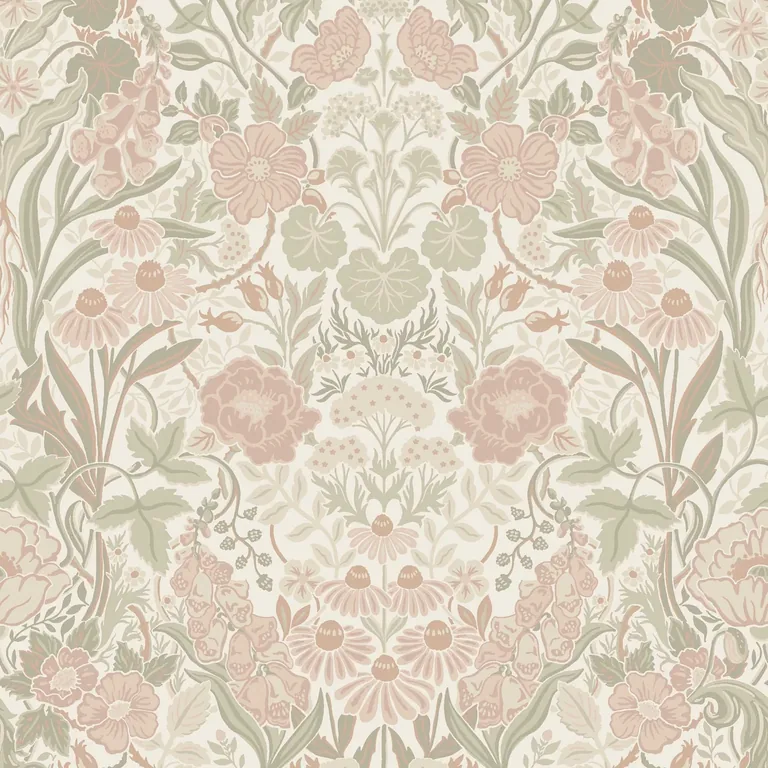 Schumacher ÖRTAGÅRD wallpaper, color BLUSH AND IVORY, SKU 5724