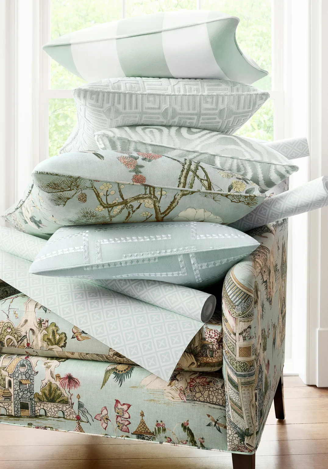 Thibaut Architect Embroidery in Mist (W713629)