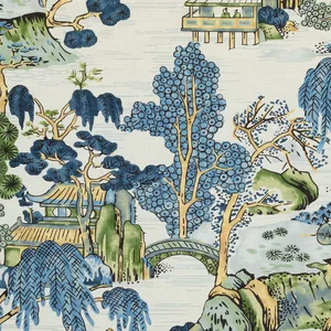 Thibaut Asian Scenic in Blue and Green (F975462)