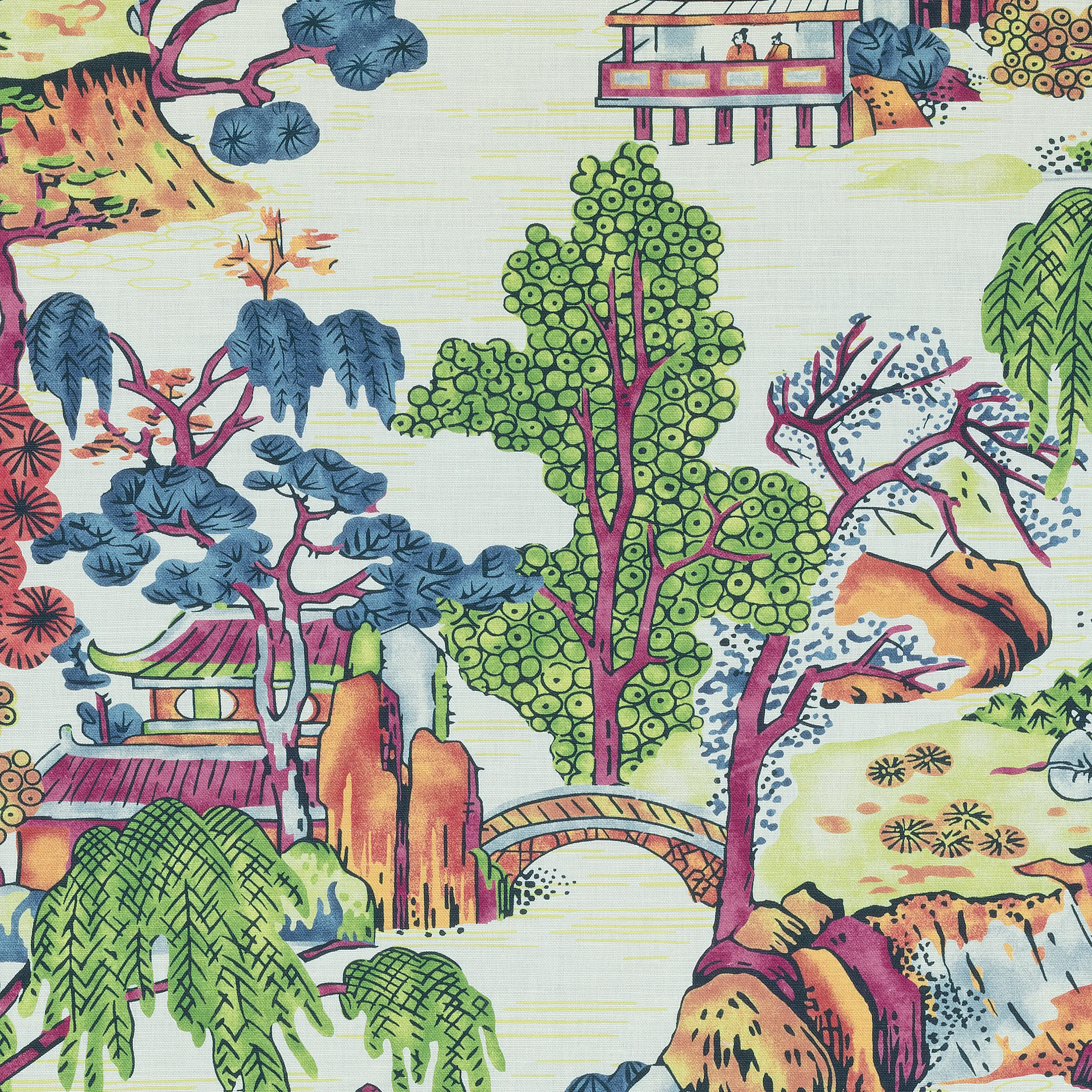 F975464 | Asian Scenic – Coral and Green
