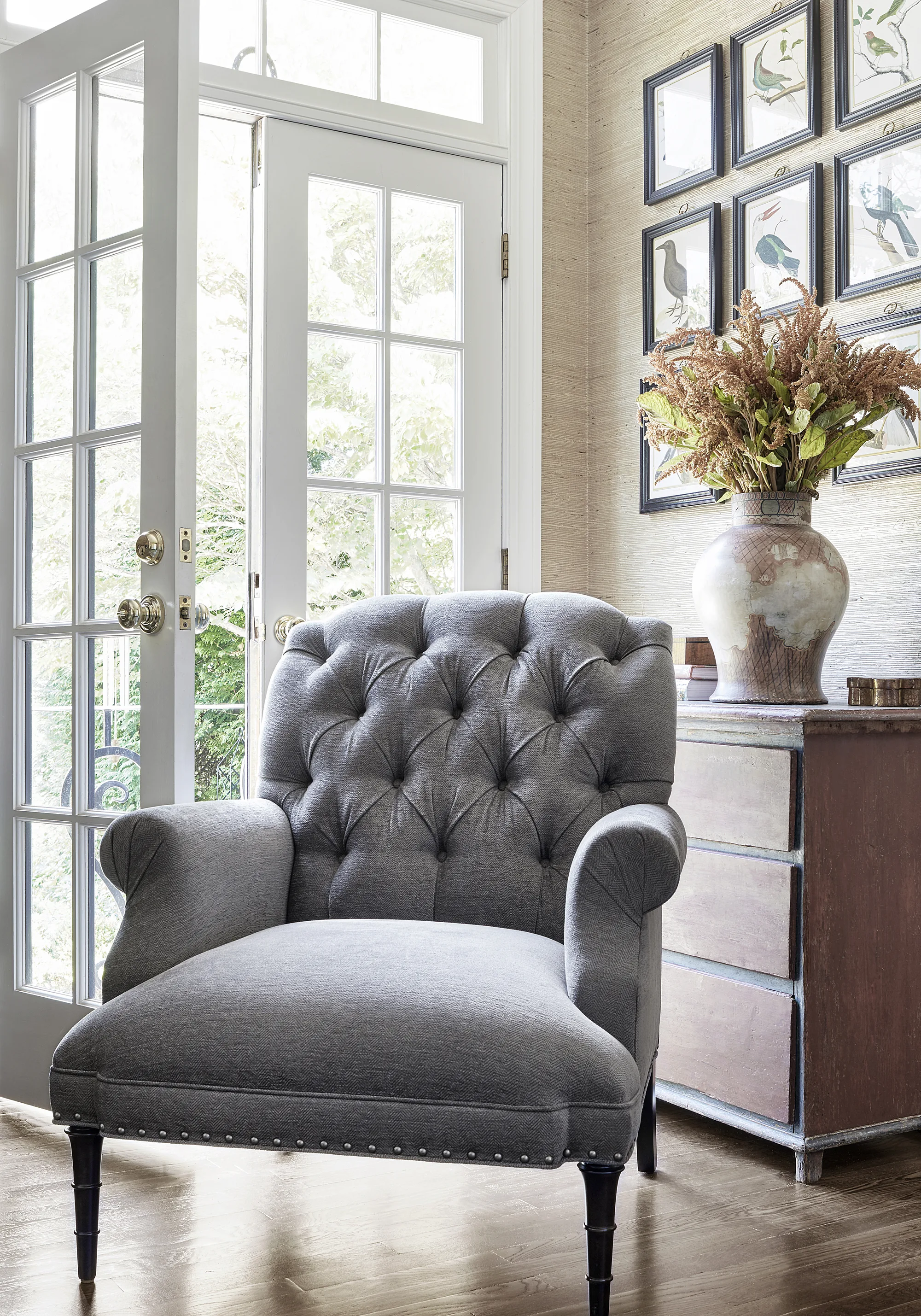 Thibaut Bronwyn Herringbone in Charcoal (W80685)
