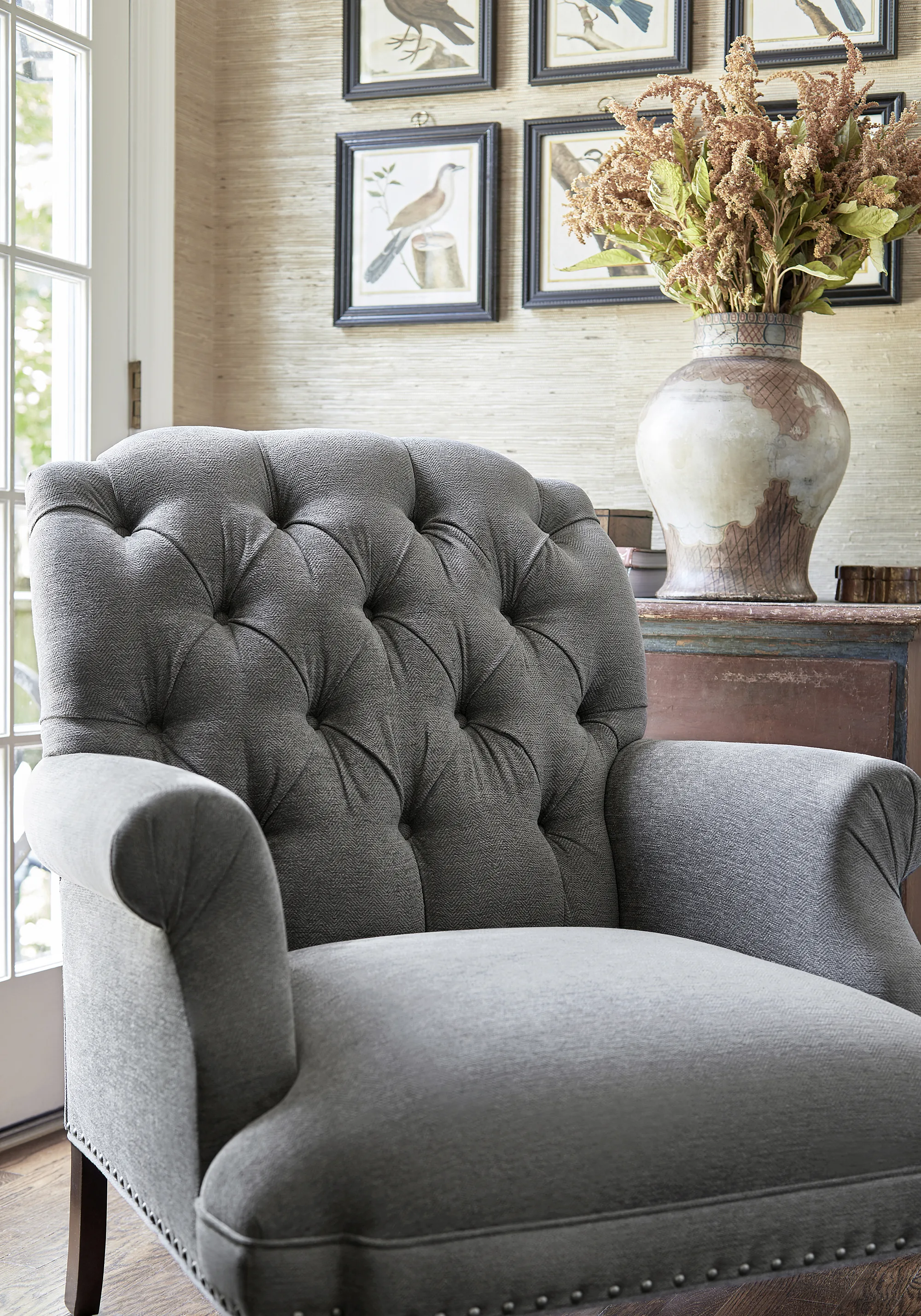 Thibaut Bronwyn Herringbone in Charcoal (W80685)