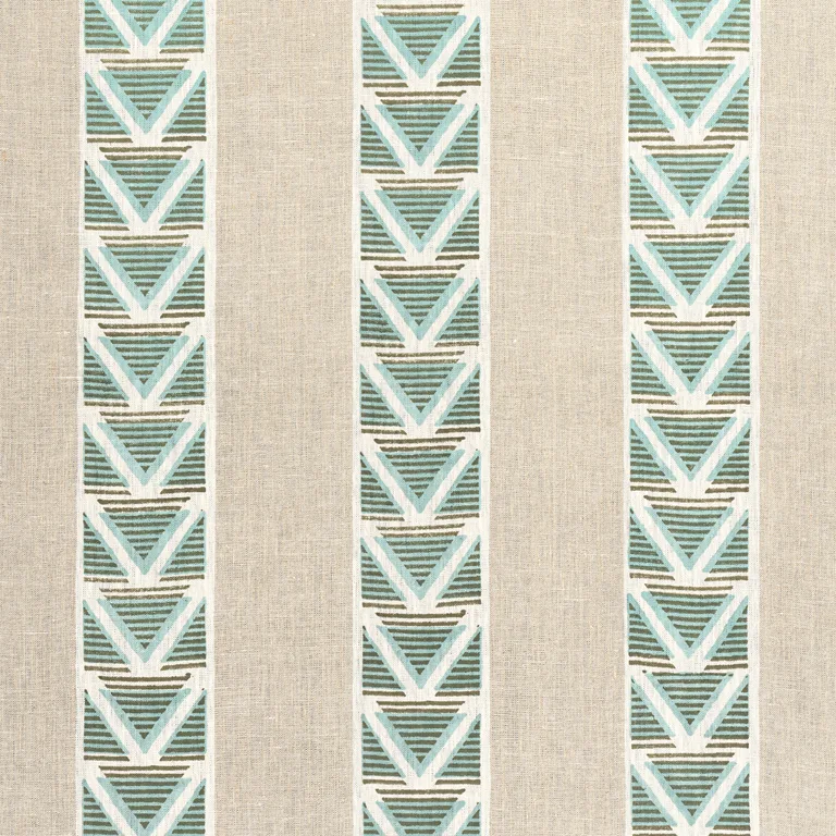 Anna French Burton Stripe in Linen and Turquoise (AF23121)