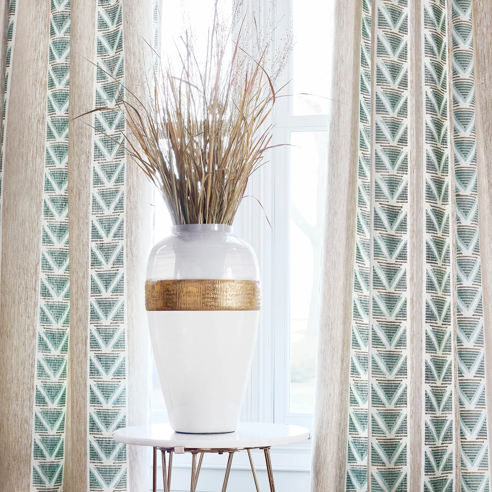 Anna French Burton Stripe in Linen and Turquoise (AF23121)