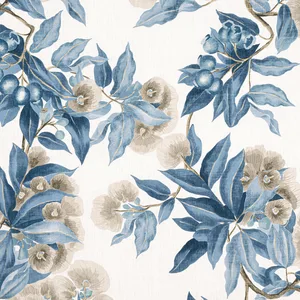 Anna French Camellia Garden in Linen and Navy (AF24553)