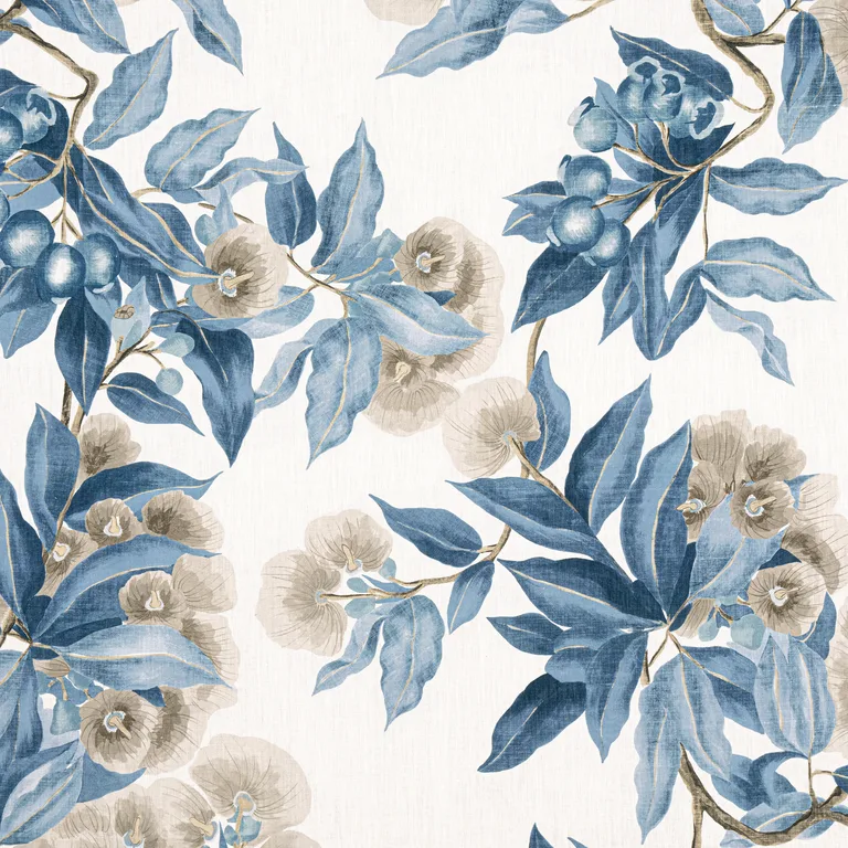 Anna French Camellia Garden in Linen and Navy (AF24553)