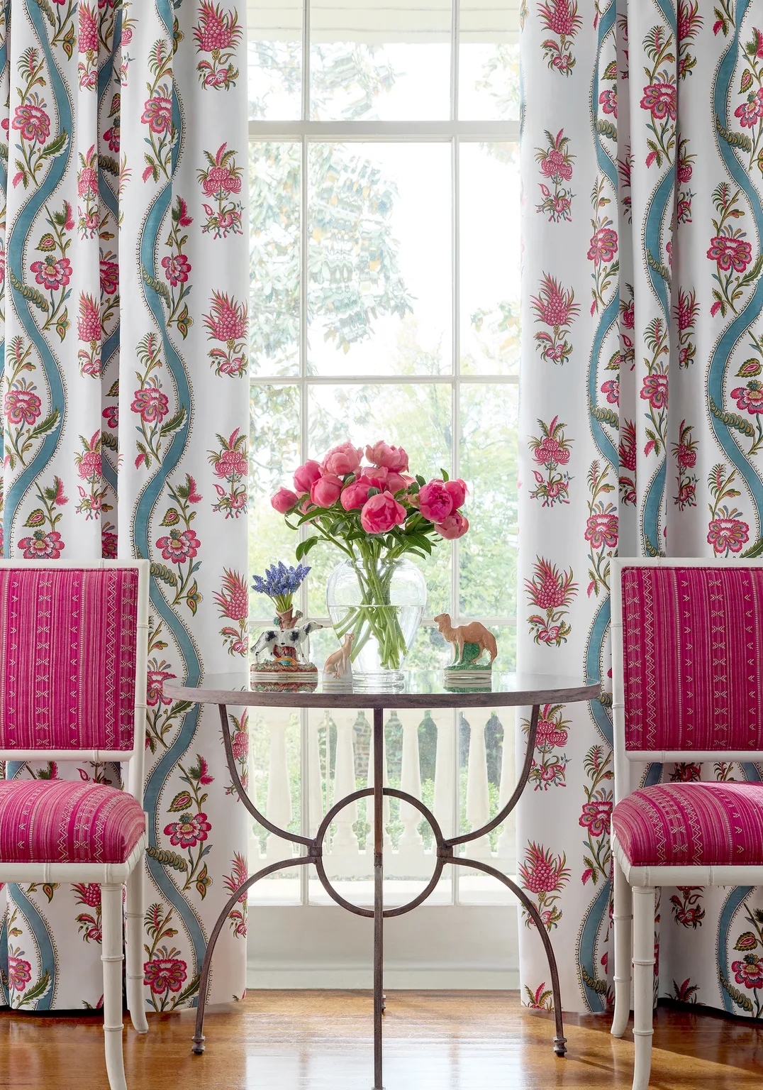 Thibaut Charter Stripe Embroidery in Raspberry (W736454)
