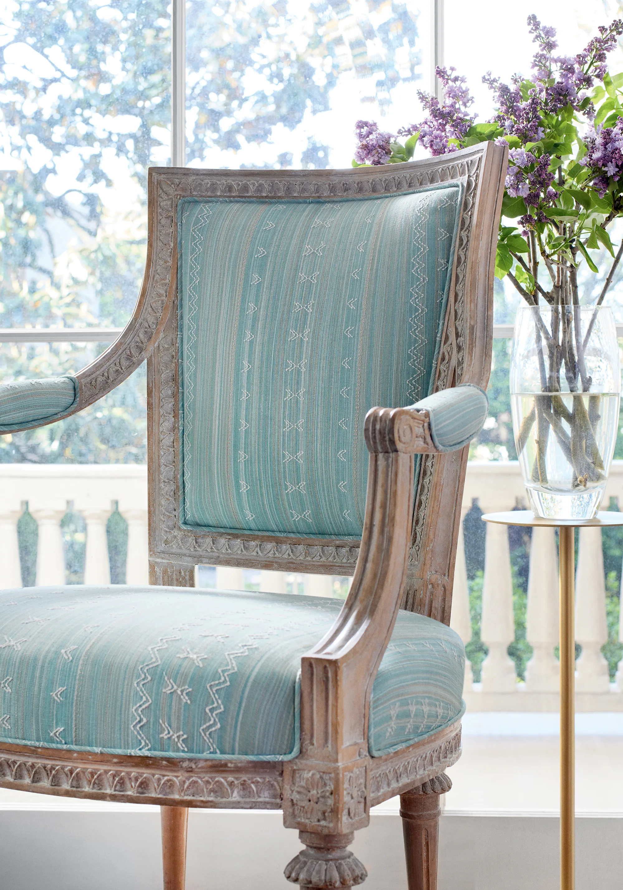 Thibaut Charter Stripe Embroidery in Seaglass (W736455)