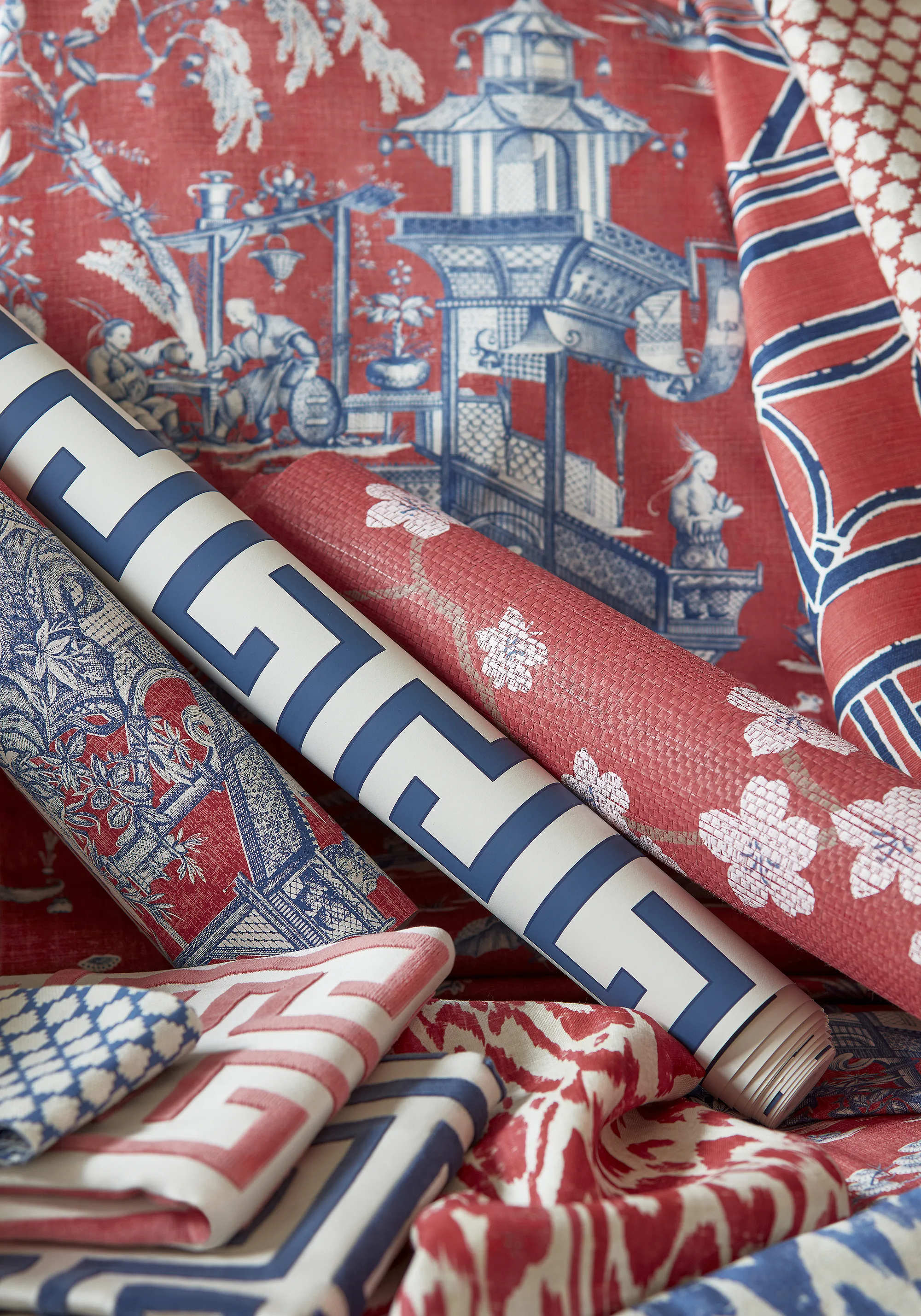 Thibaut Cheng Toile in Red and Blue (F975466)