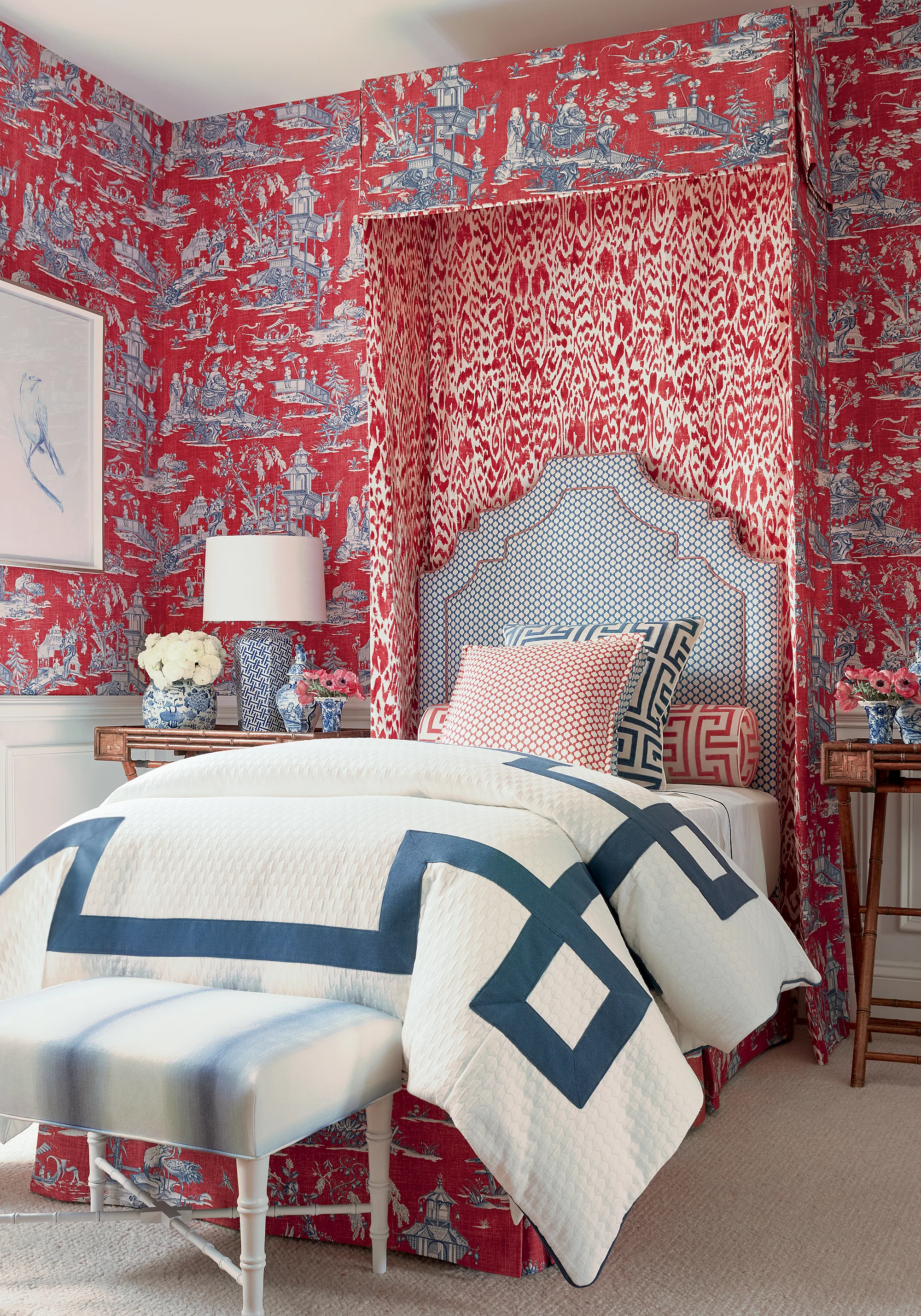 Thibaut Cheng Toile in Red and Blue (F975466)