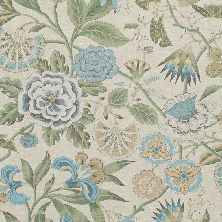 Anna French Cleo in Sky Blue and Green on Flax (AF9620)
