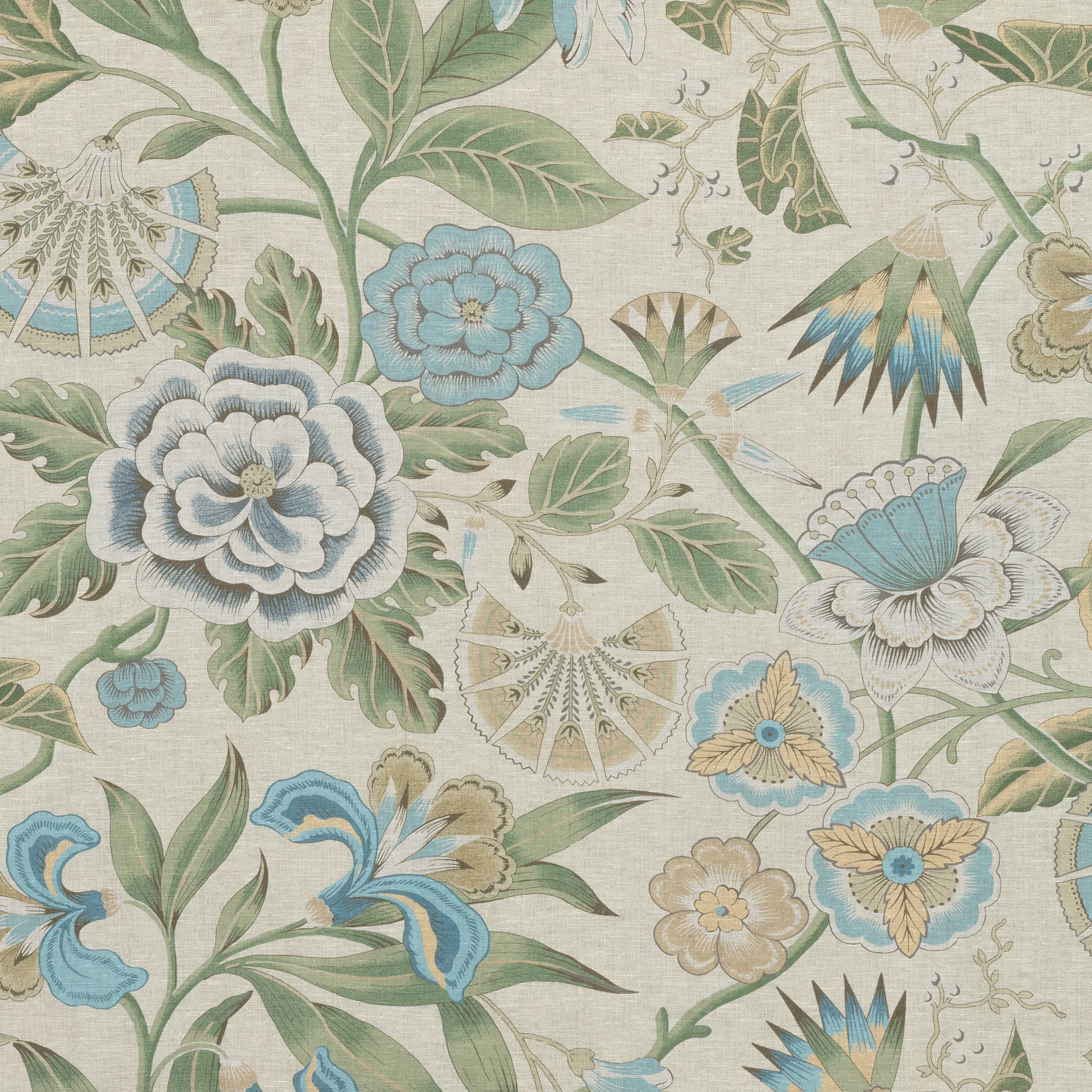 Anna French Cleo in Sky Blue and Green on Flax (AF9620)