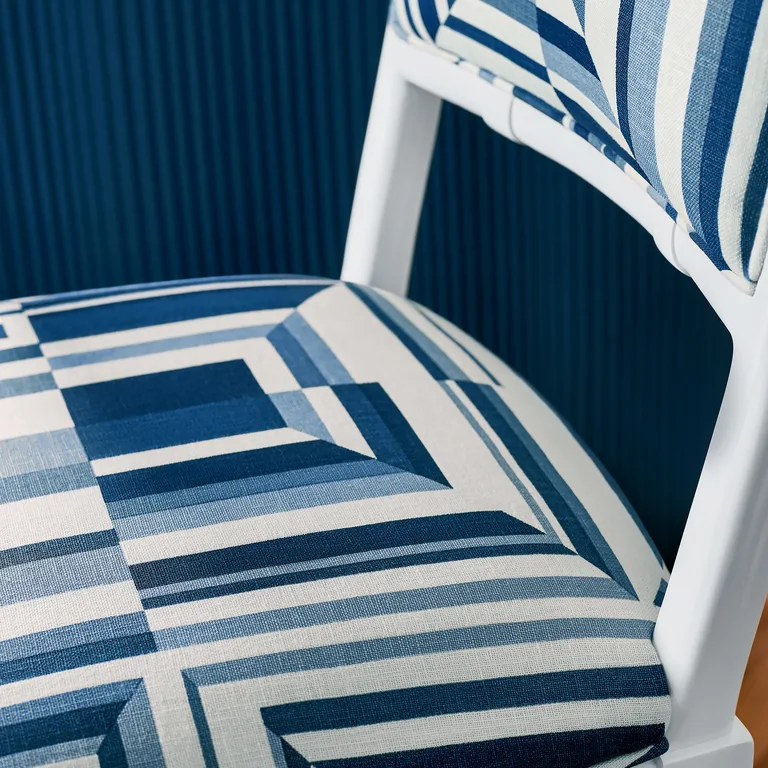 Anna French Cubism in Navy on White (AF9654)