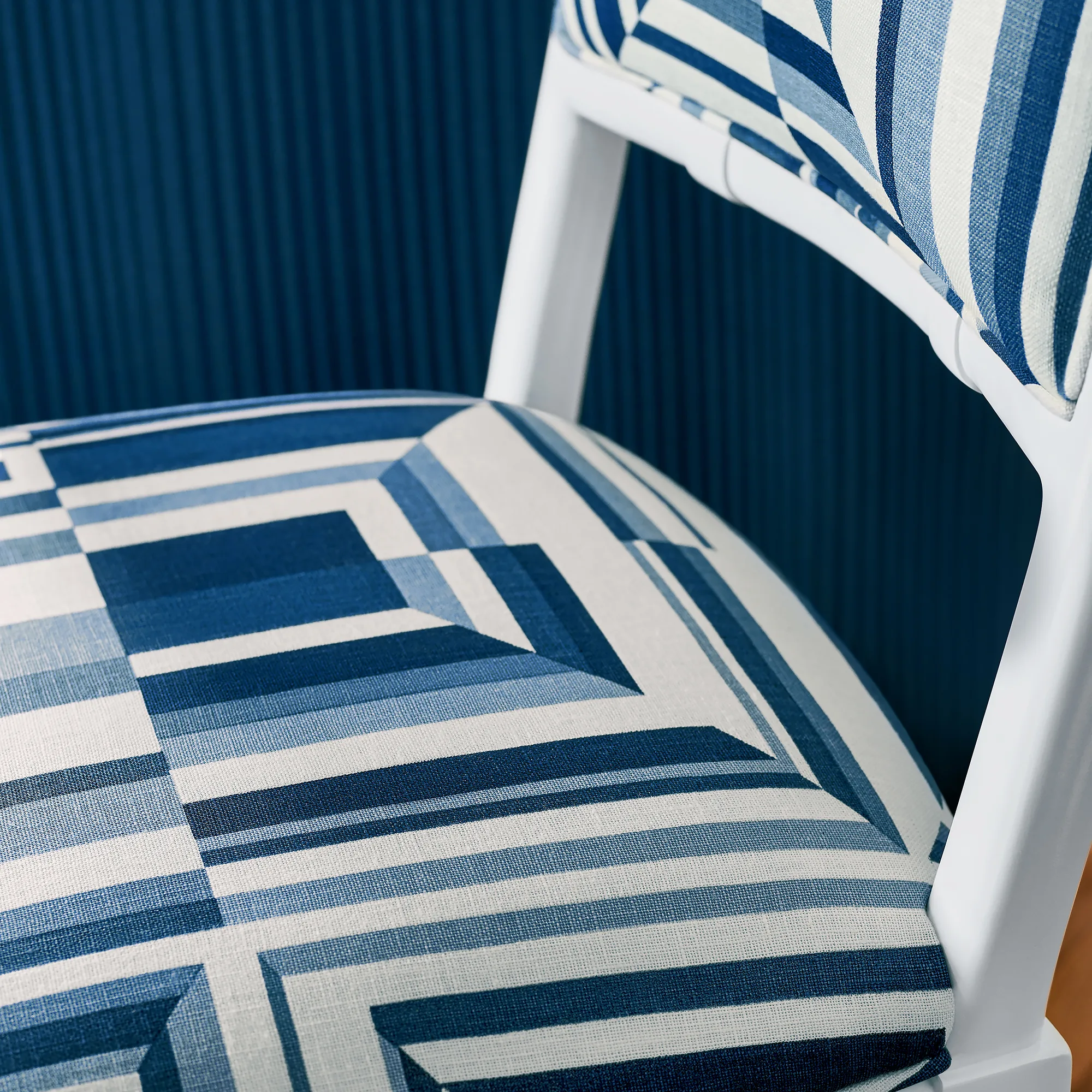 Anna French Cubism in Navy on White (AF9654)