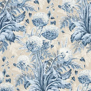 Anna French Dahlia in Navy on Linen (AF24540)