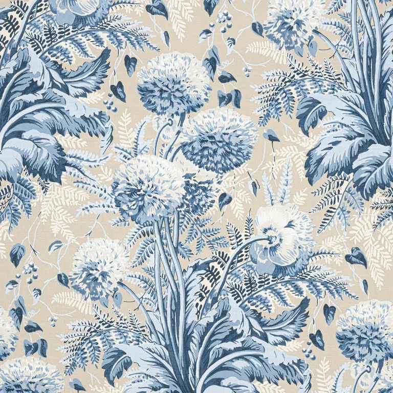 Anna French Dahlia in Navy on Linen (AF24540)