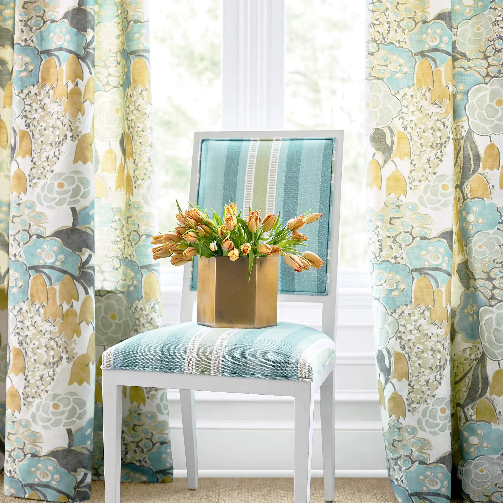 Anna French Dearden Stripe in Turquoise and Green (AW23152)
