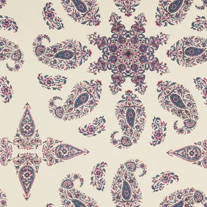 Thibaut East India in Raspberry and Blue on Natural (F936430)