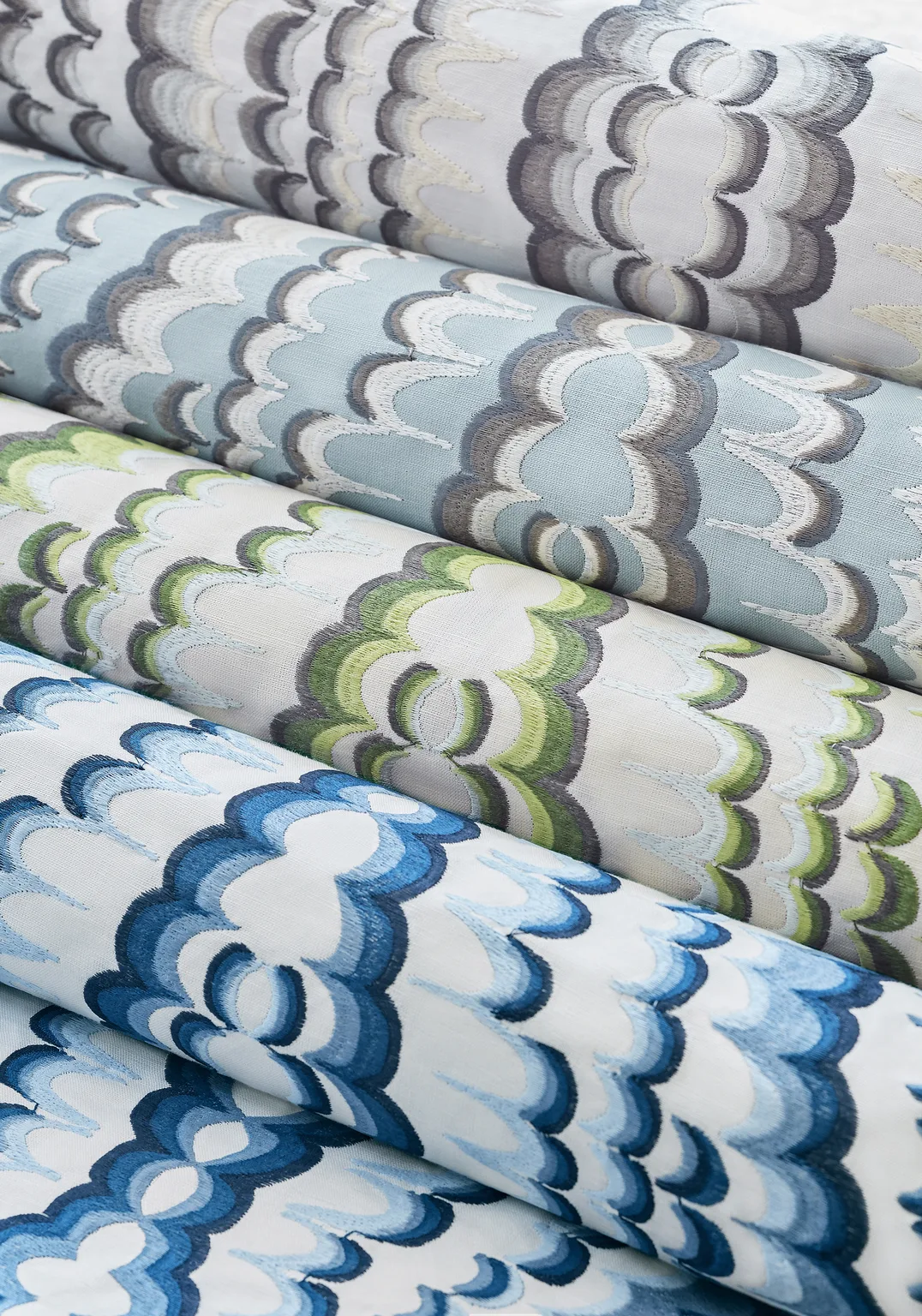 Thibaut Ebru Embroidery in Green (W72984)