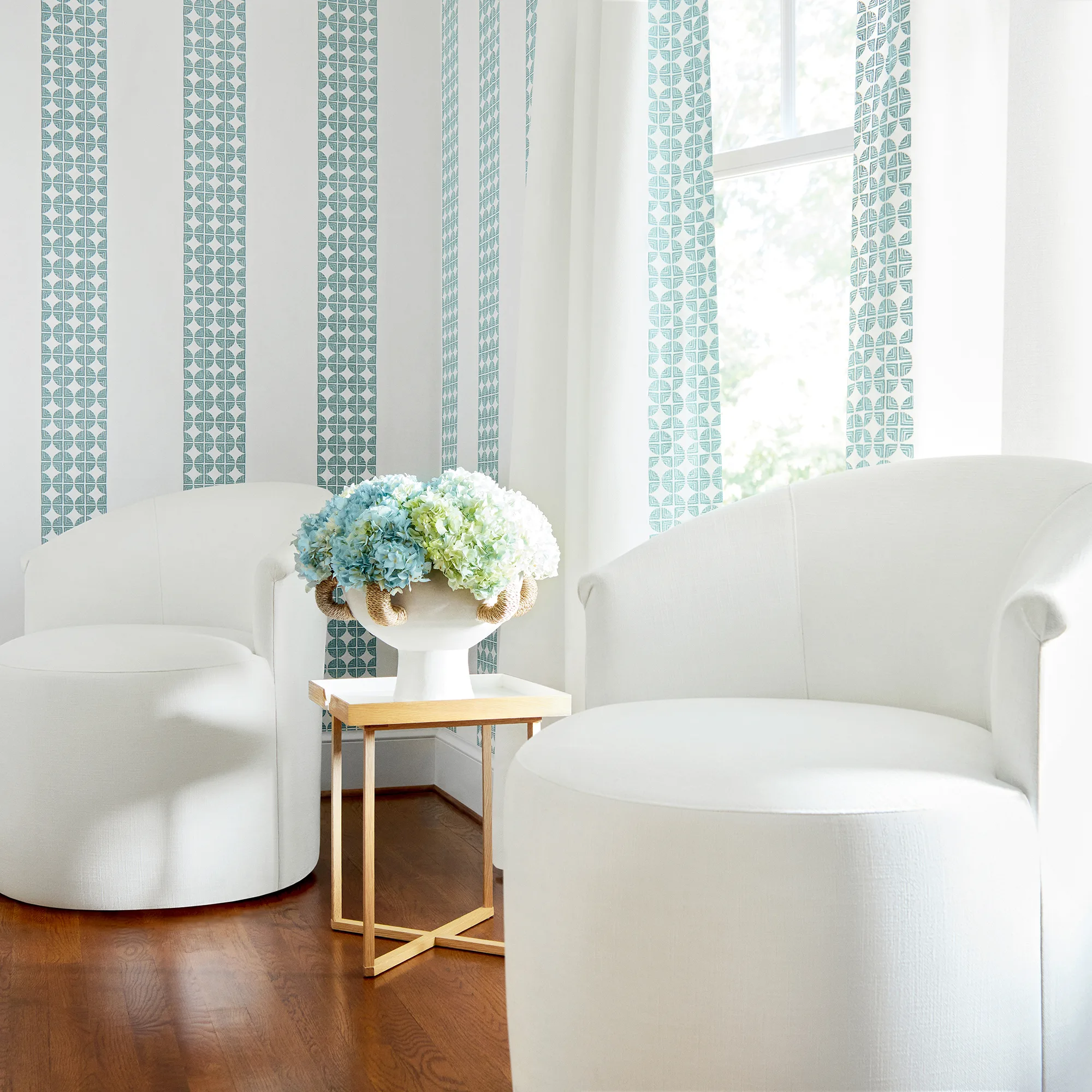 Anna French Fairmont Stripe Embroidery in Teal (AW23129)