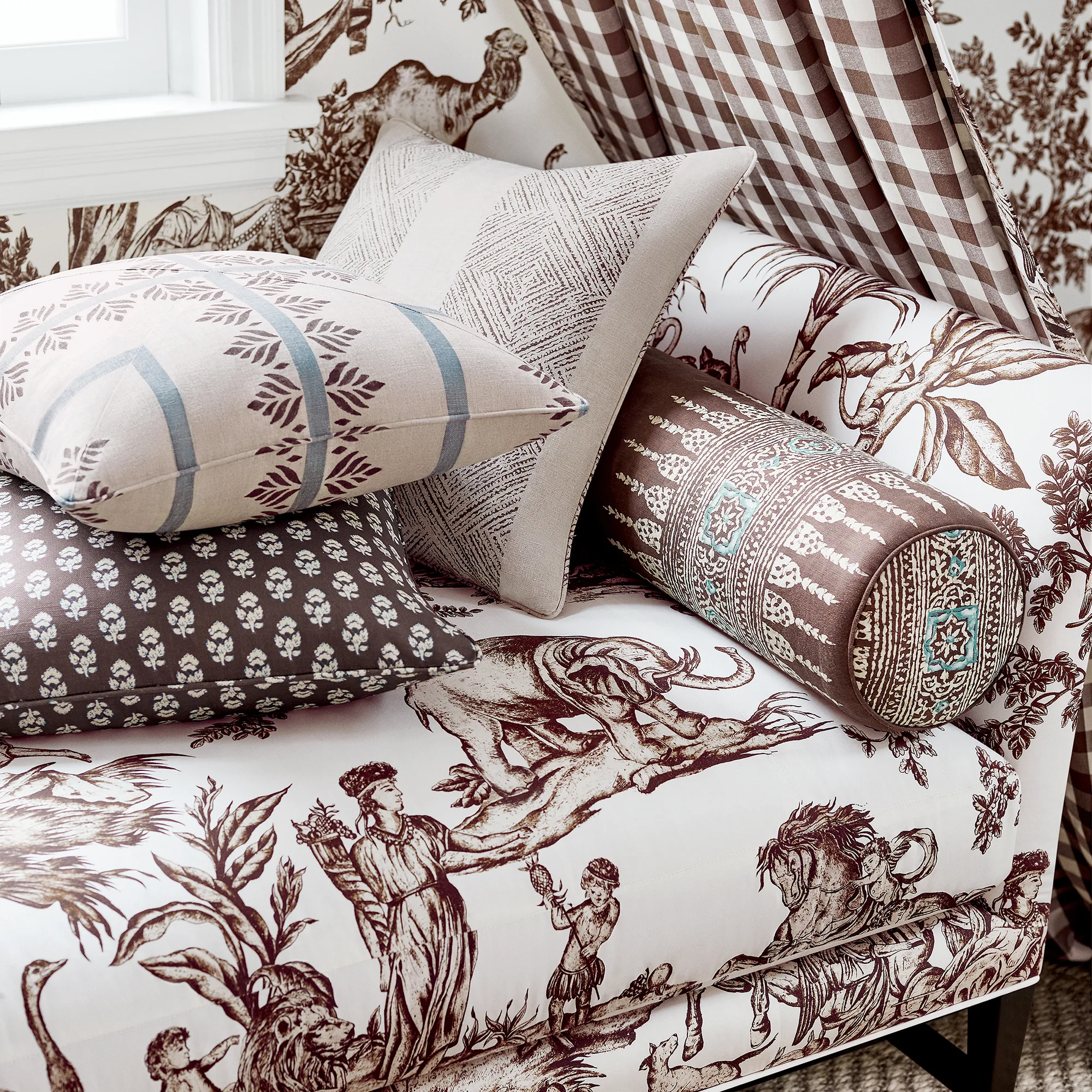 Anna French Fern Stripe in Brown and Slate (AF15106)