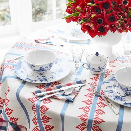Anna French Fern Stripe in Red and Blue (AF15105)