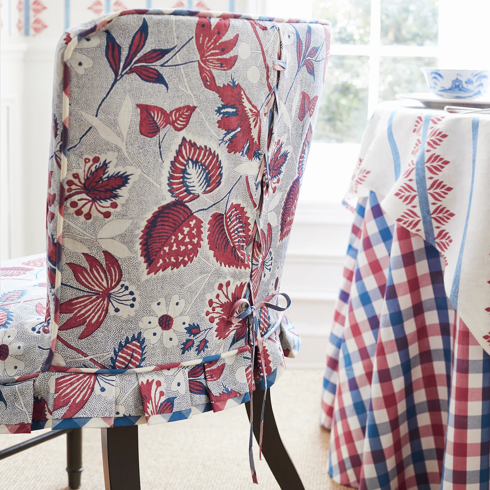 Anna French Fern Stripe in Red and Blue (AF15105)