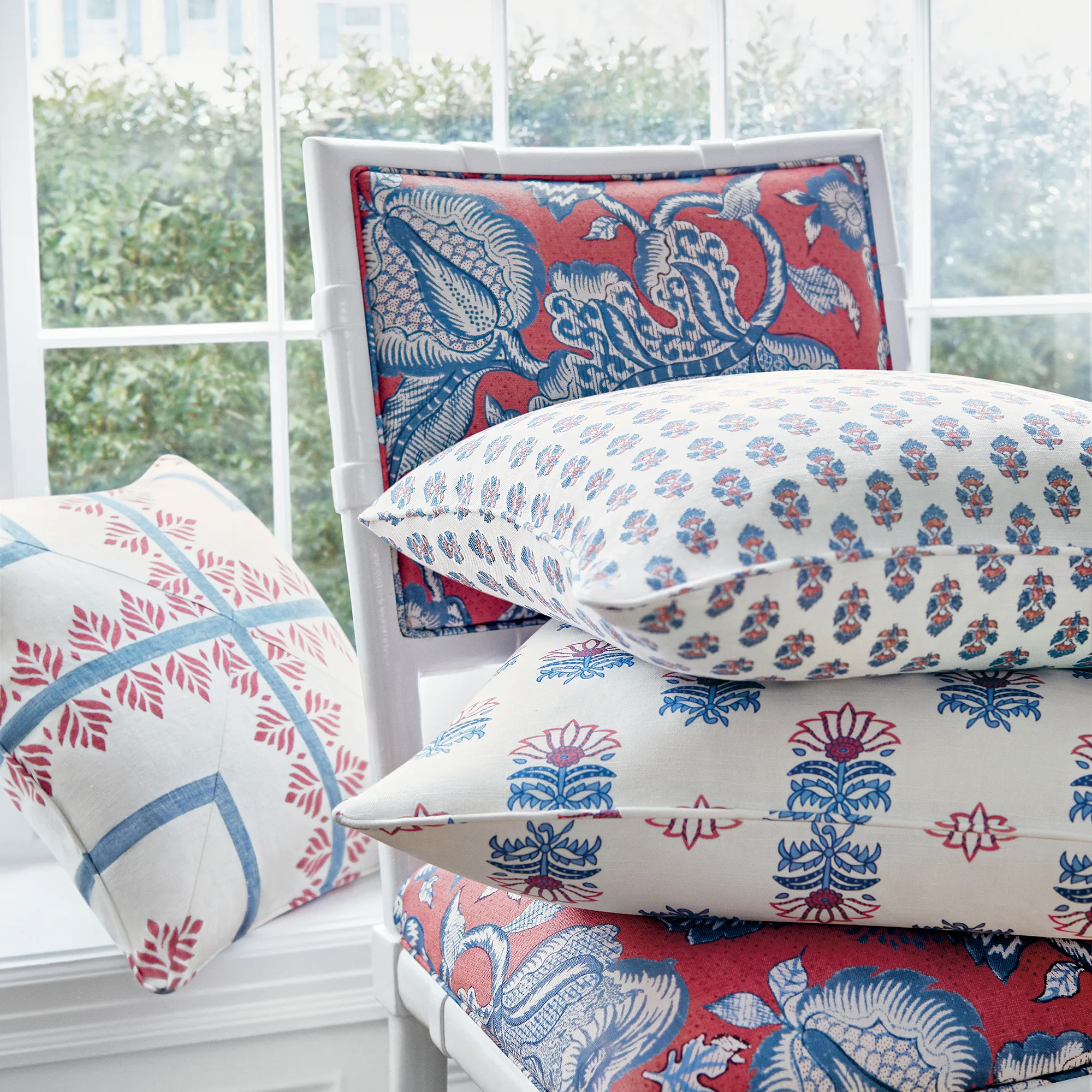Anna French Fern Stripe in Red and Blue (AF15105)